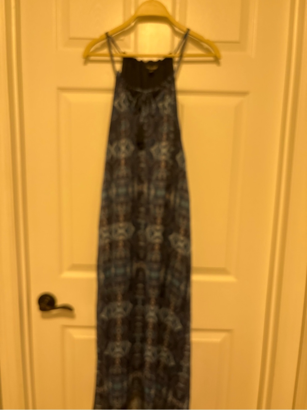 Lucky Brand Navy and Black Printed Maxi Dress